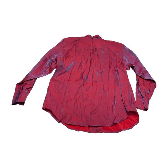 Karen Scott Shirt Women's Large Red Rayon Long Sleeve Classic Fit Button-Up - Picture 2 of 8